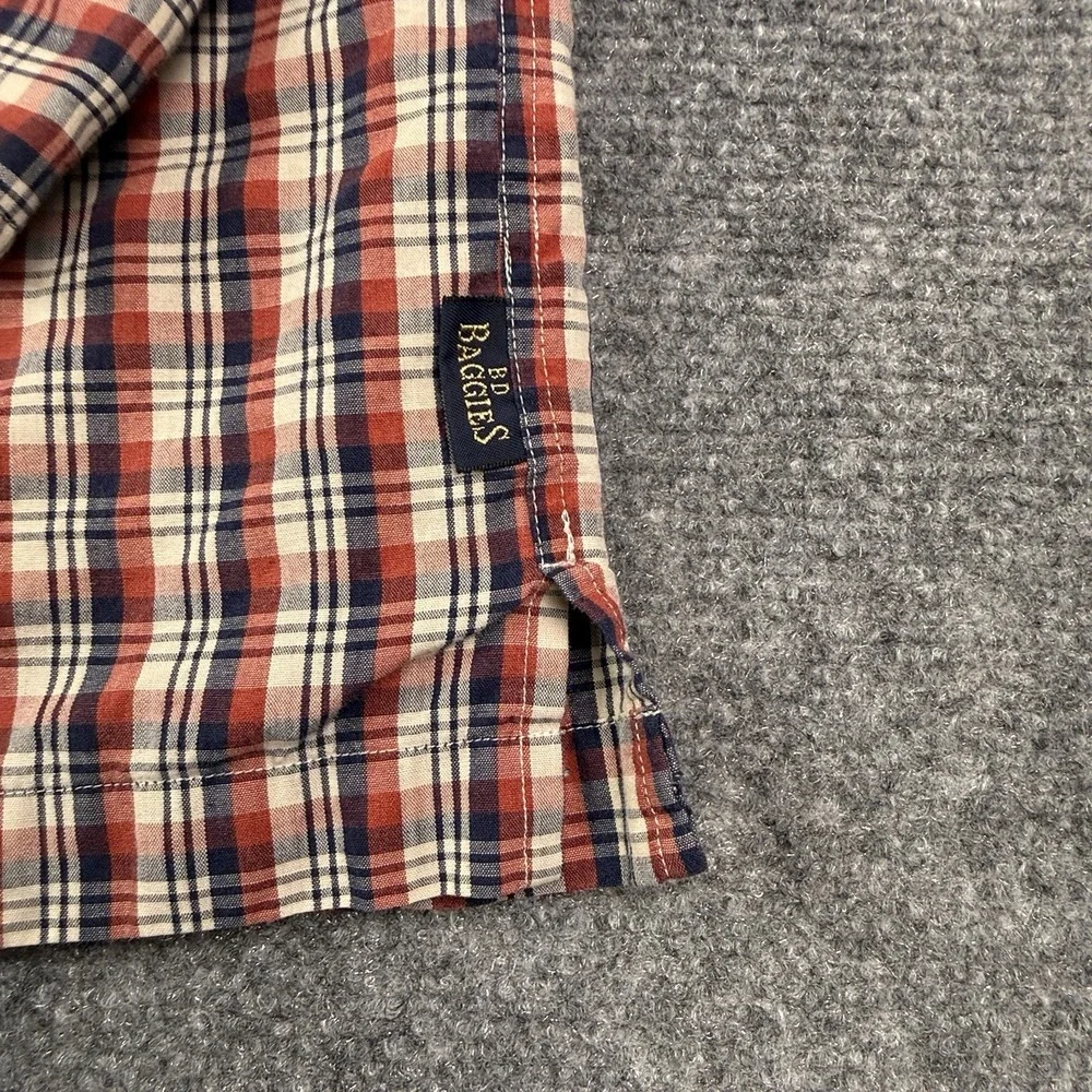 BD Baggies Mens Button Down Shirt Large Vintage Chatham Cloth Plaid Hong Kong